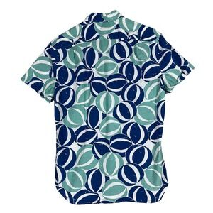 J. Crew Factory Navy & Mint Green Short-Sleeve Button-Down